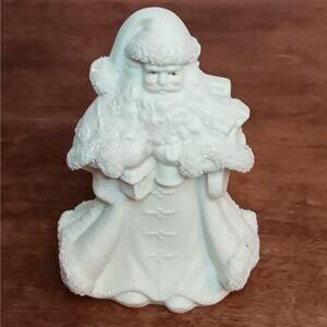 EUC White Bisque/Porcelain Santa Claus Figure 6" with Subtle Glitter - NICE!